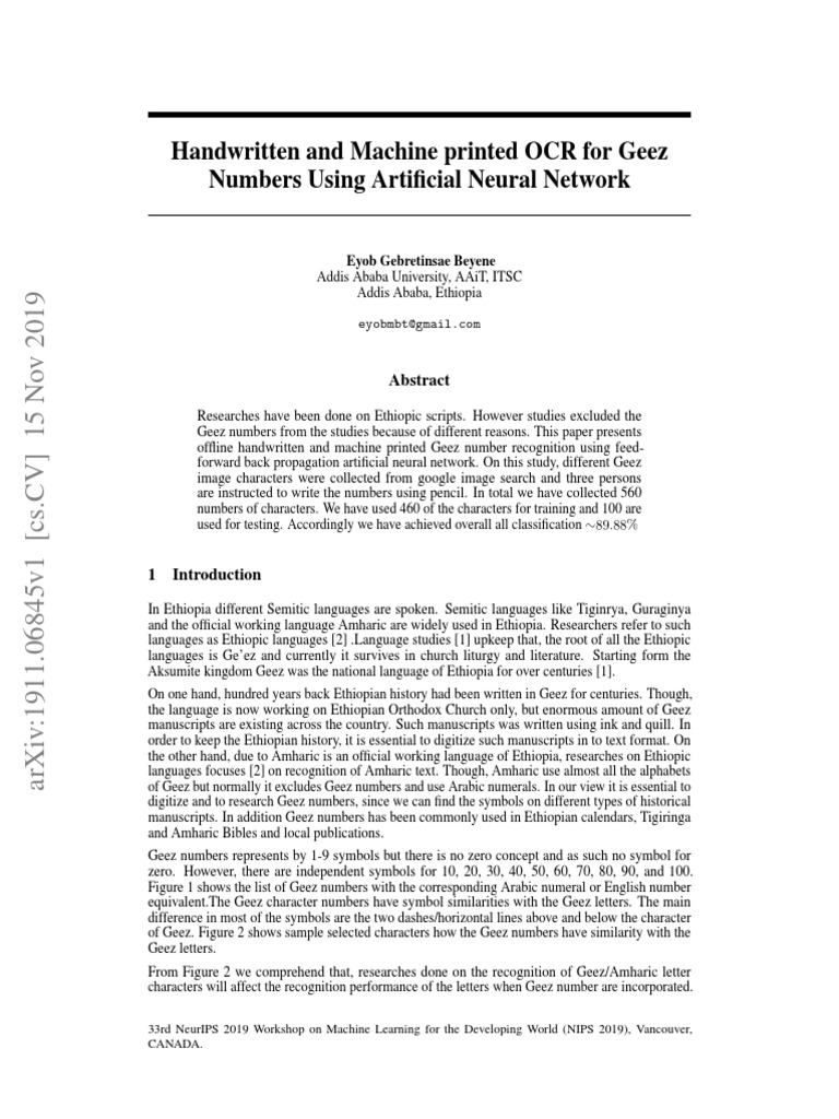 Geez OCR Using Neural Networks | PDF | Optical Character Recognition ...