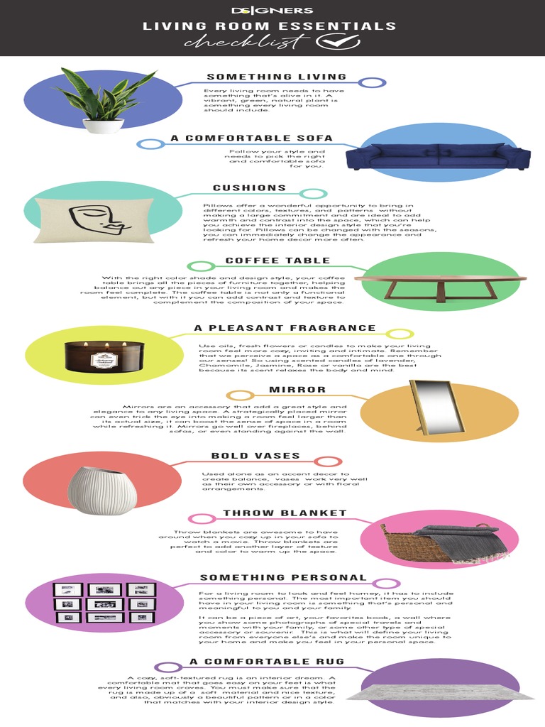 Living Room Essentials Checklist | PDF | Interior Design | Art Media