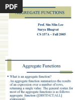 Aggregate Functions: Prof. Sin-Min Lee