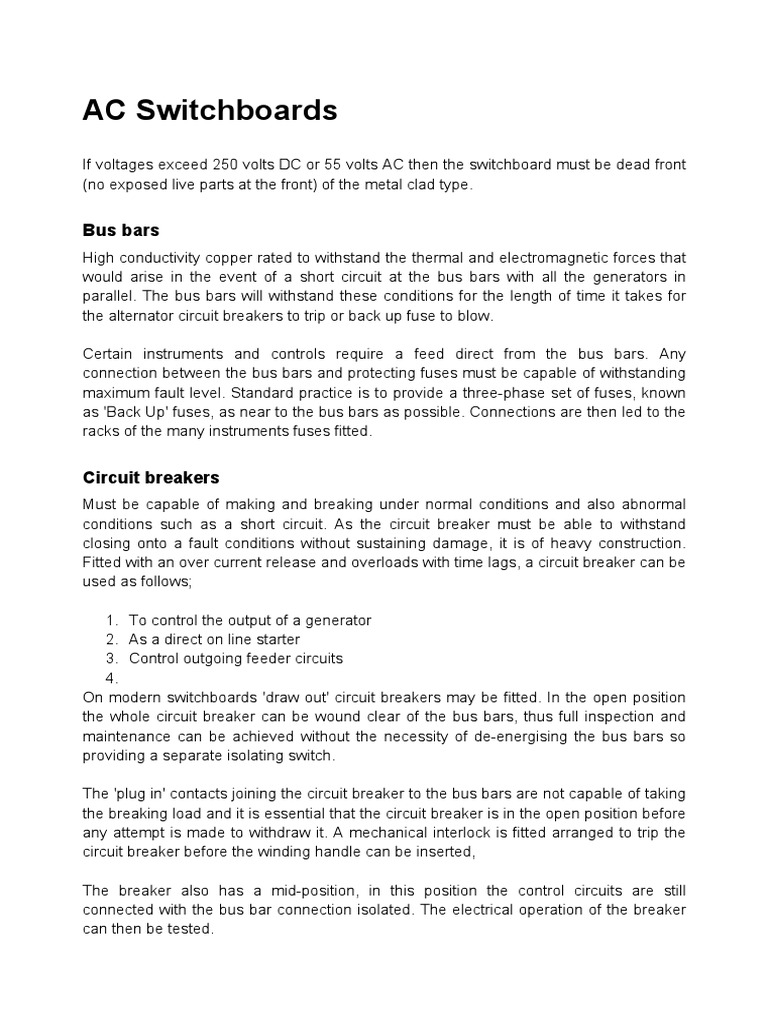 AC Switchboards PDF | PDF | Fuse (Electrical) | Relay