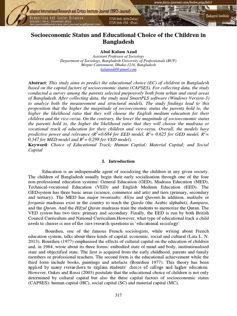 Socioeconomic Impact on Education Choices | PDF | Survey Methodology ...