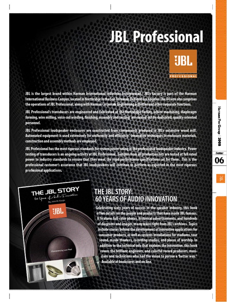 The JBL Story のハードカバー仕様の英語愛蔵版 Jblprofessional: The JBL Story: 60 Years of Audio Innovation | PDF