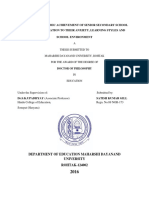 A Study of Academic Achievement of Senior Secondary School Students in Relation To Their Anxiety, Learning Styles and School Environment