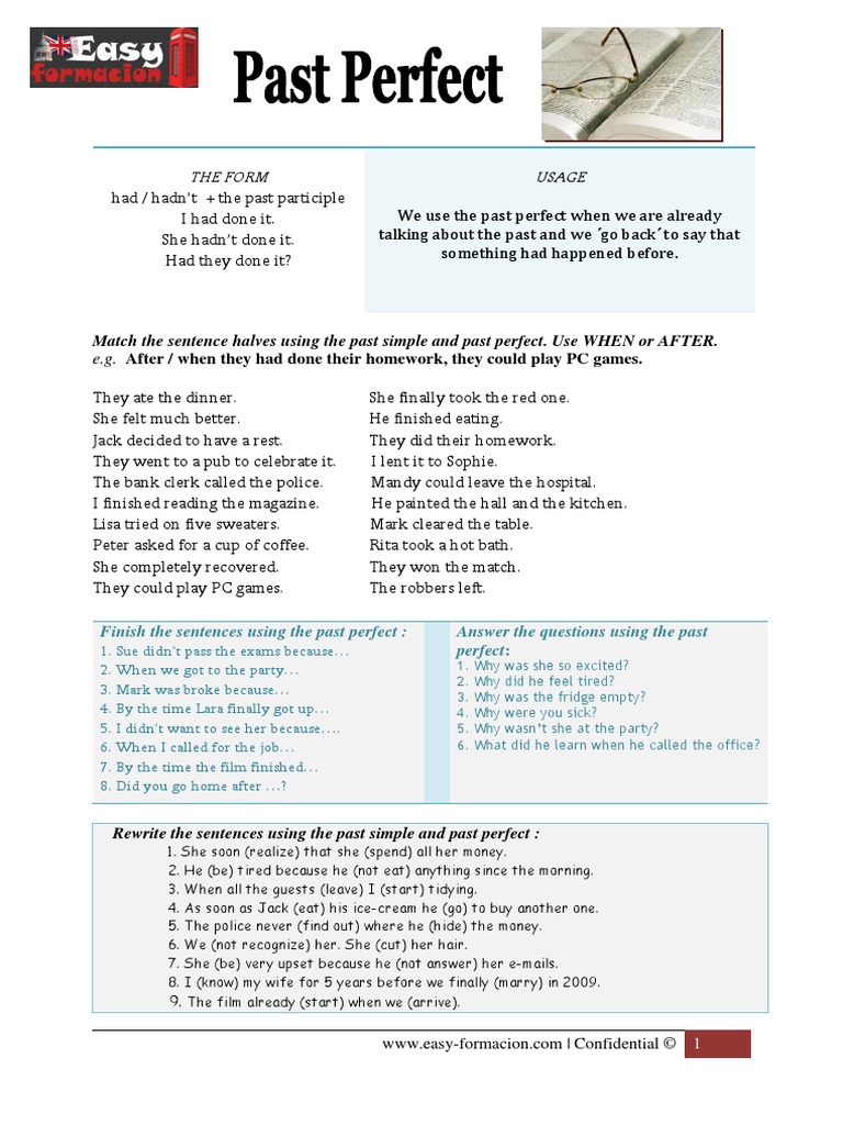 Past Perfect Simple Exercises Guide | PDF
