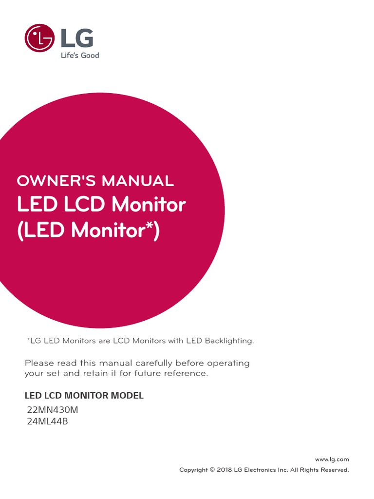 LED LCD Monitor (LED Monitor ) : Owner'S Manual | PDF | Hdmi | Computer ...