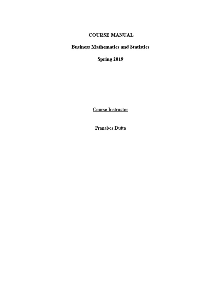 Business Math & Stats Course Manual | PDF | Derivative | Maxima And Minima
