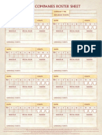 Battle Companies Roster Sheet: Company Name: Company Type: Company Rating: Influence Points