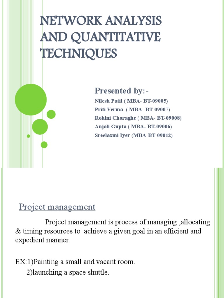 Network Analysis in Project Management | PDF | Statistics | Sampling ...