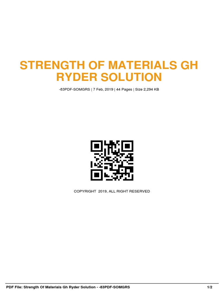 Strength of Materials GH Ryder Solution Oxgc9egn PDF