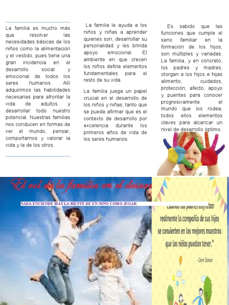 Rol de la familia en el desarrollo infantil | PDF | Familia | Las emociones