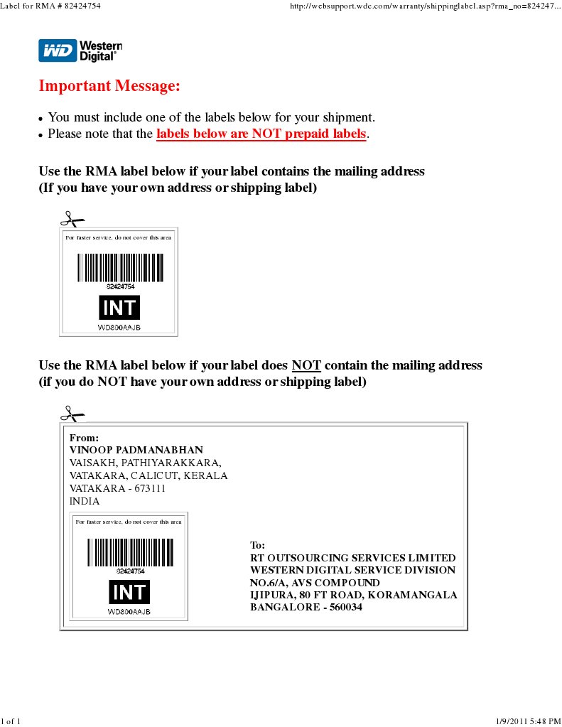 RMA Shipping Label Instructions | PDF