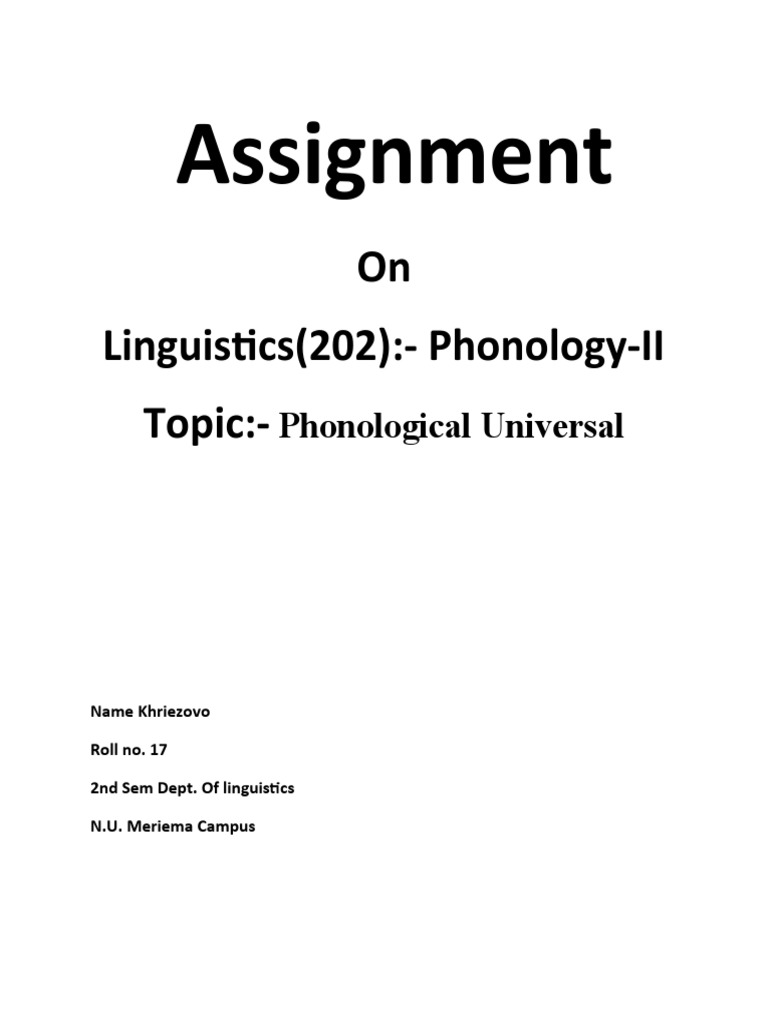 Assignment On Linguistics | PDF | Phonology | Linguistic Typology