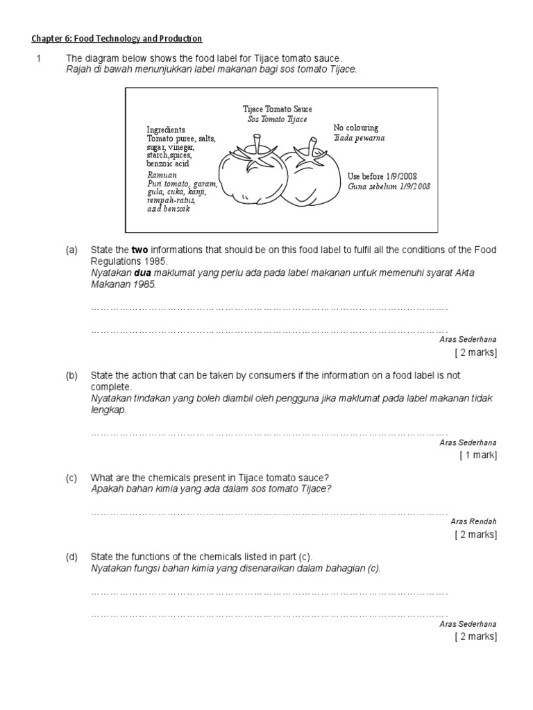 Chapter 6 Exercise Structure 2 Pdf Foods Food Ingredients