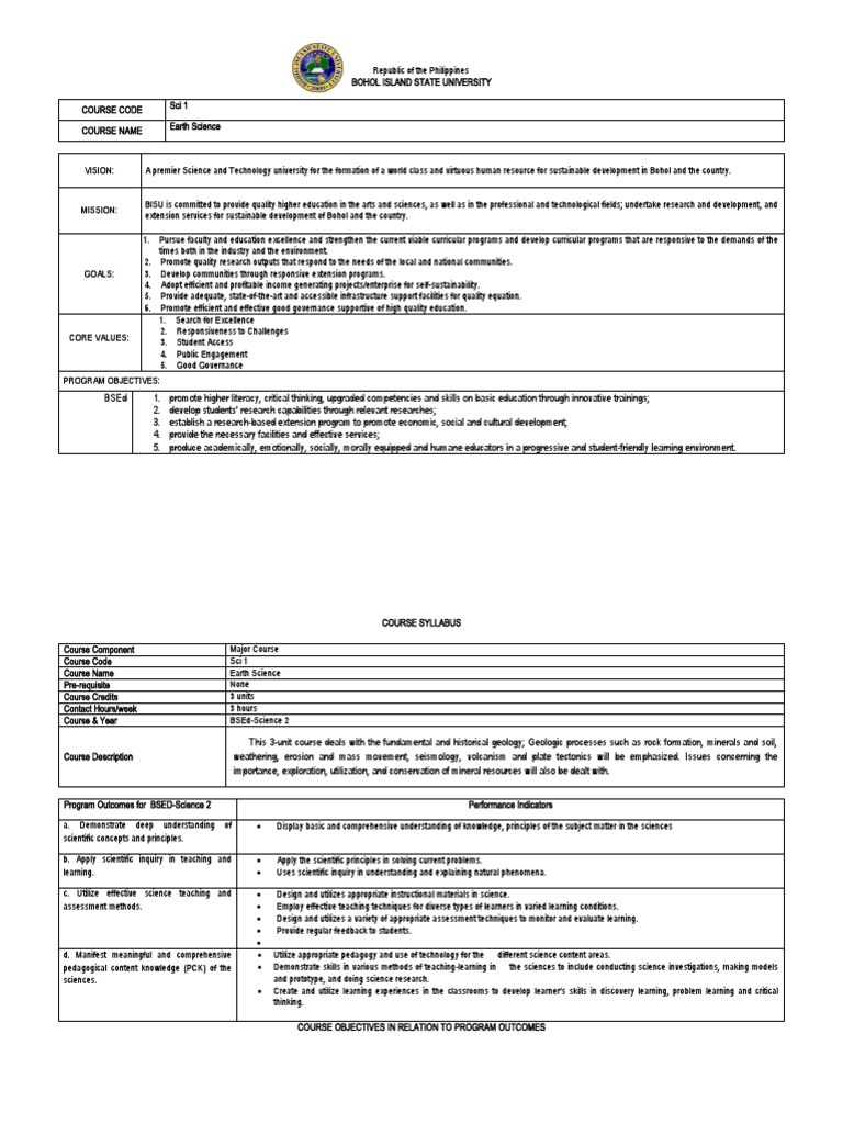 Earth Science Course Overview | PDF | Science | Geology