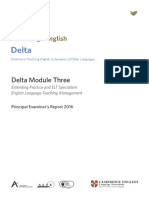 2016 Delta Module Three Principal Examiners Report