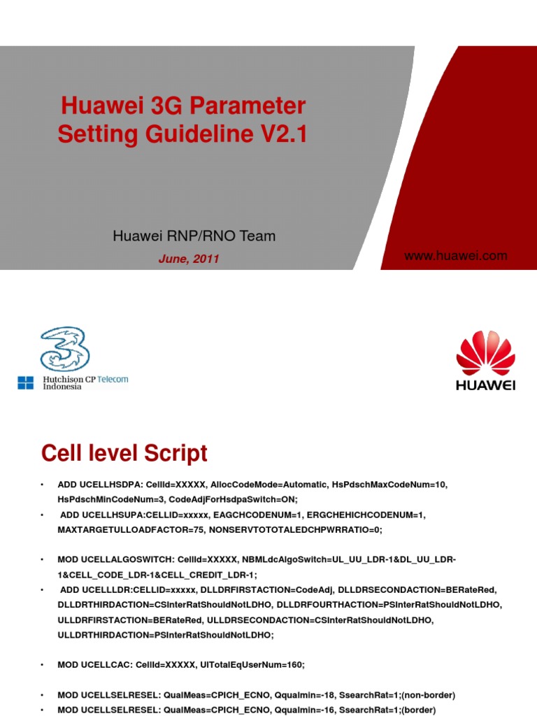 Huawei 3G Parameter Settings Guide | PDF | High Speed Packet Access ...