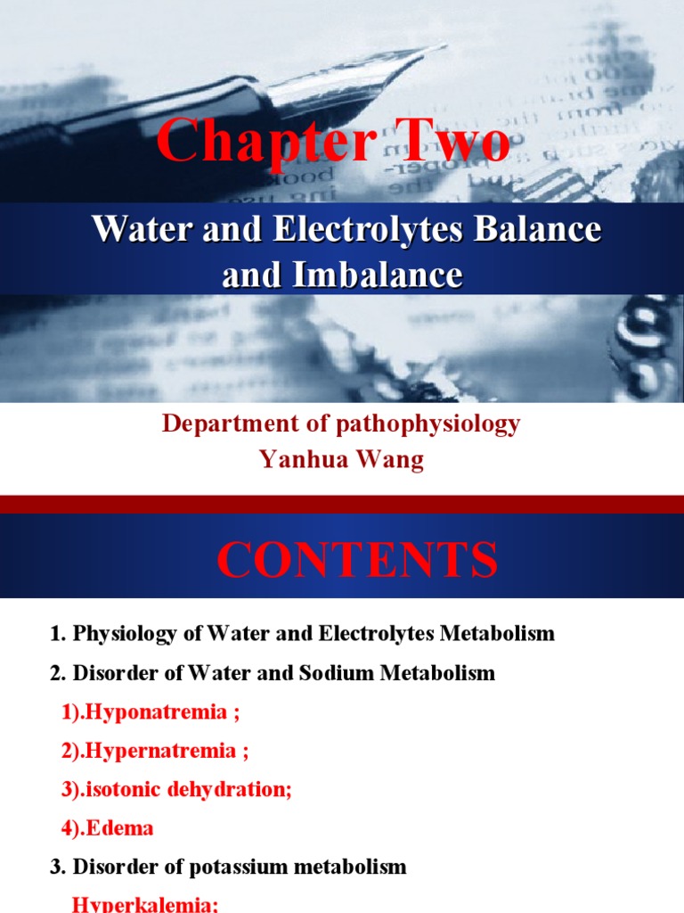Water and Electrolyte Balance Overview | PDF | Electrolyte | Lymph