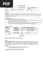 Power Electronics: Subject Name Code Type of Course T-P-P (Credit) Prerequisite