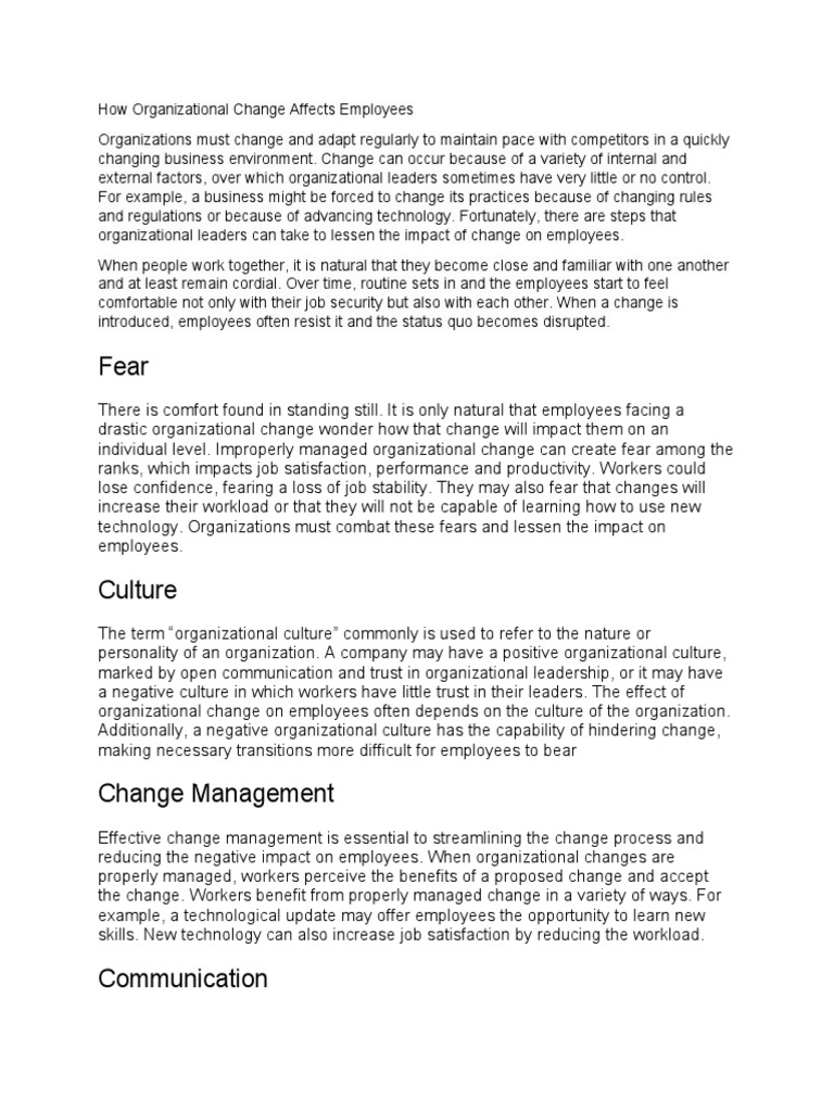 How Organizational Change Affects Employees | PDF | Change Management ...