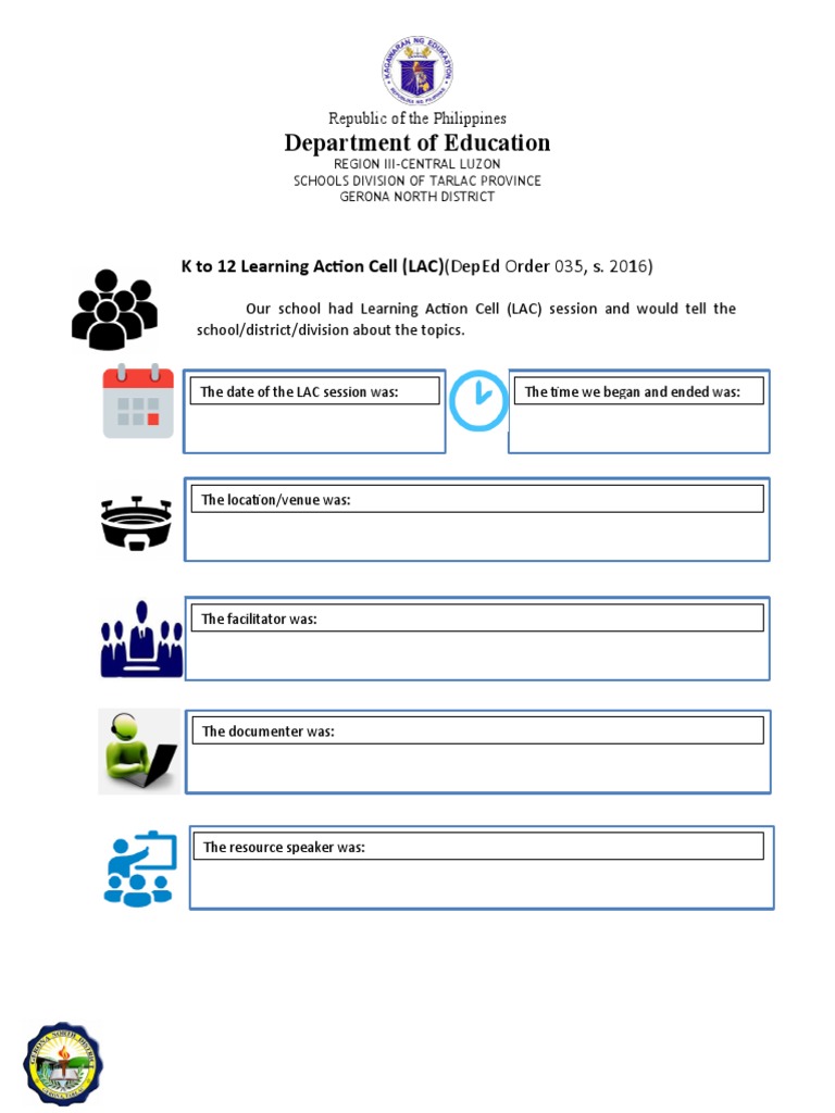 Department of Education: K To 12 Learning Action Cell (Lac) (Deped ...