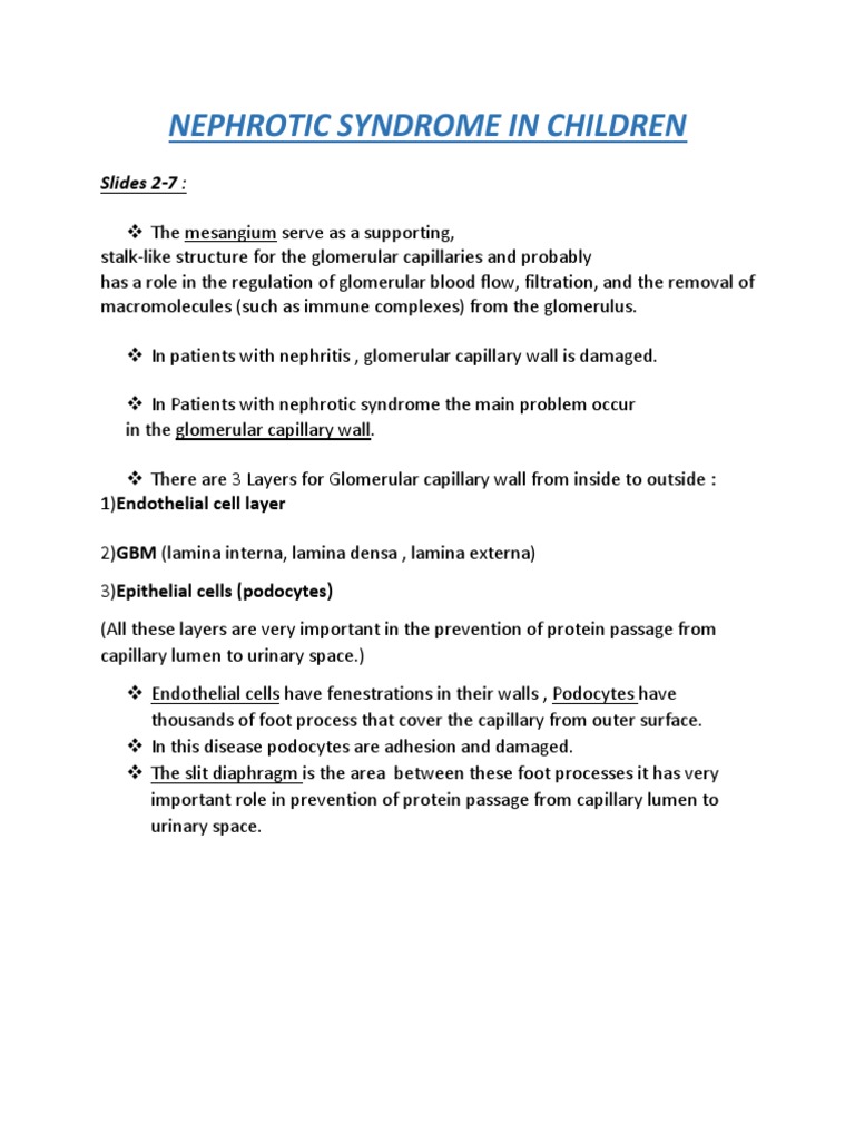 Nephrotic Syndrome in Children 2 PDF Anatomy Animal Anatomy