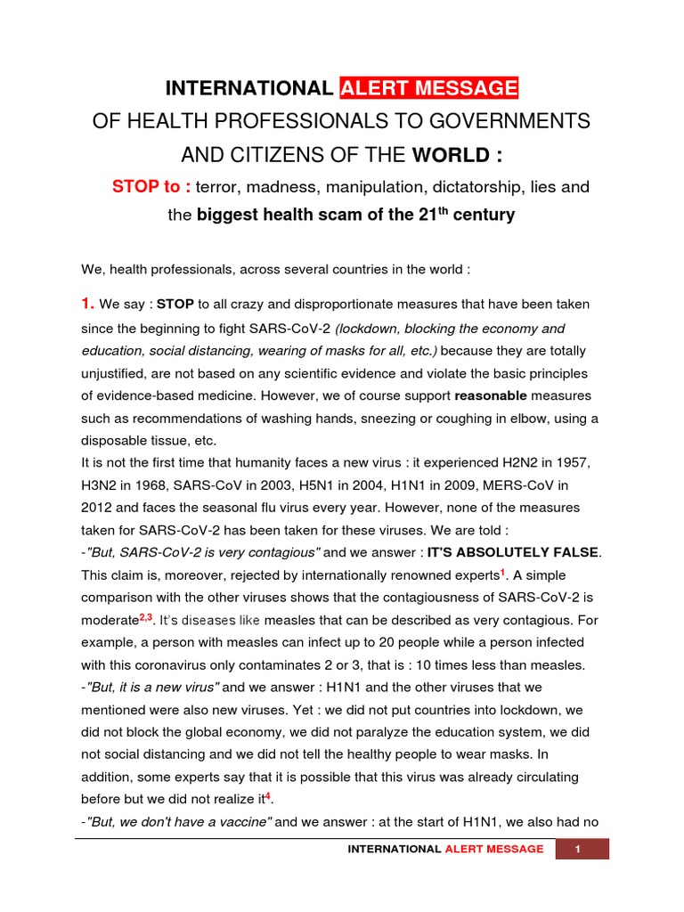 Health Professionals' Global Alert on COVID-19 | PDF | Influenza ...