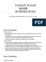 Penulisan Tugas Akhir Jenis Penelitian: Dr. Rr. Karlina Aprilia Kusumadewi., Se., M.SC., Ak., Se., Cfra