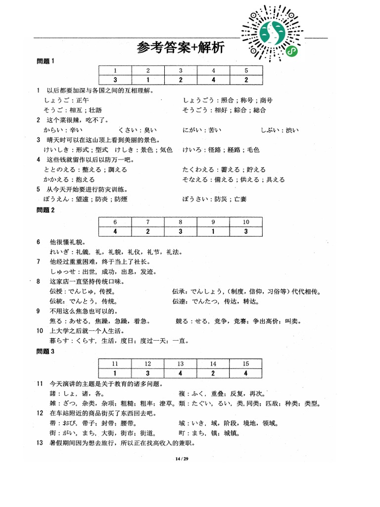 JLPTN2真題/日本語能力試験N2過去問2010年7月〜2024年