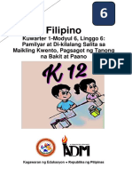 Filipino6 - Q1 - Mod6 - Pamilyar - at - Di-Kilalang - Salita - Pagsagot - Sa - Tanong - Na - Bakit at Paano - Version3