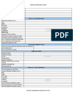 Credit Assessment Sheet: Point 1 FI - Dealership Office
