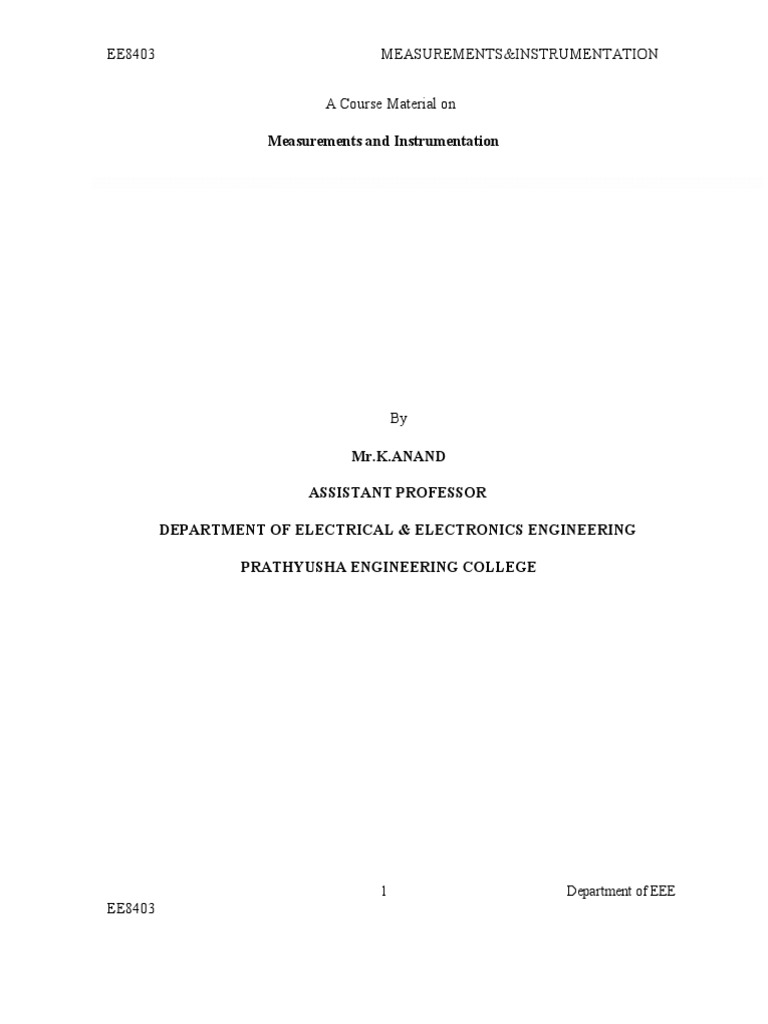 Measurements and Instrumentation Course | PDF | Observational Error ...