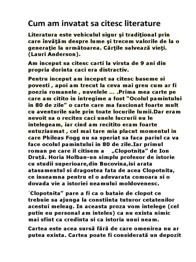 Cum Am Invatat Sa Scitesc Literaura | PDF