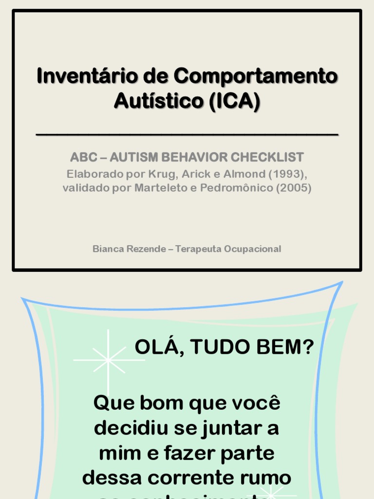 Autism behavior checklist abc uma valida o brasileira do invent rio