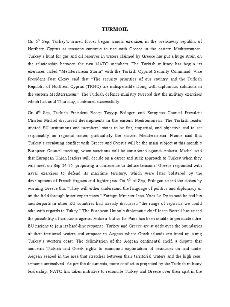 Turmoil | PDF | Turkey | Cyprus