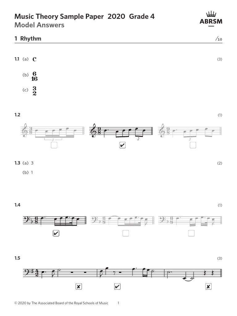 Music Theory Grade 25 Sample Model Answers 25 PDF  PDF