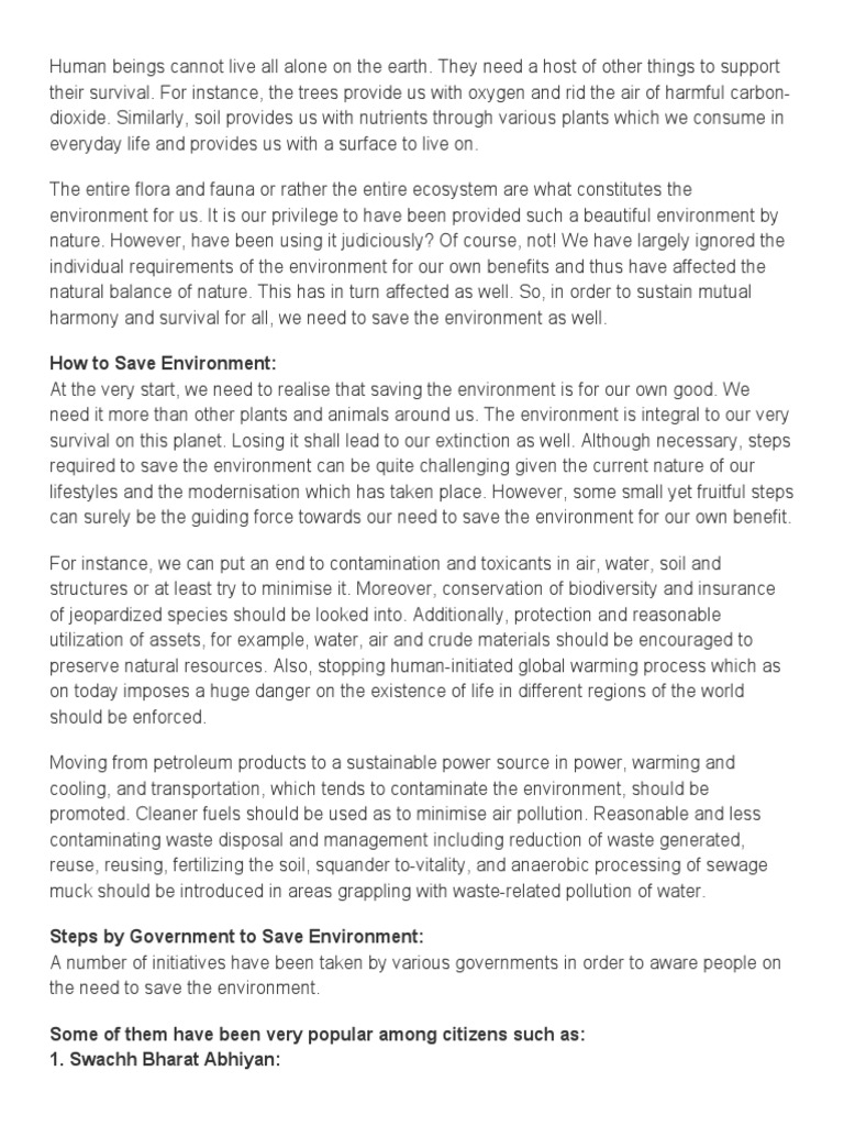 How To Save Environment | PDF | Natural Environment | Conservation Biology