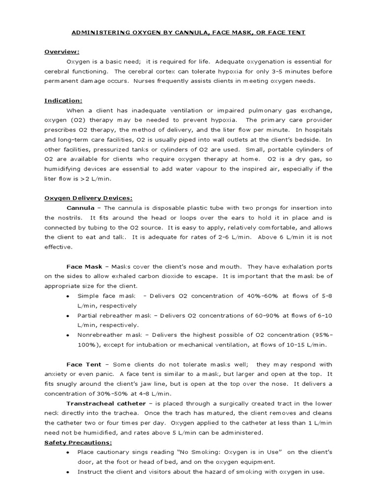 Oxygenation Checklist