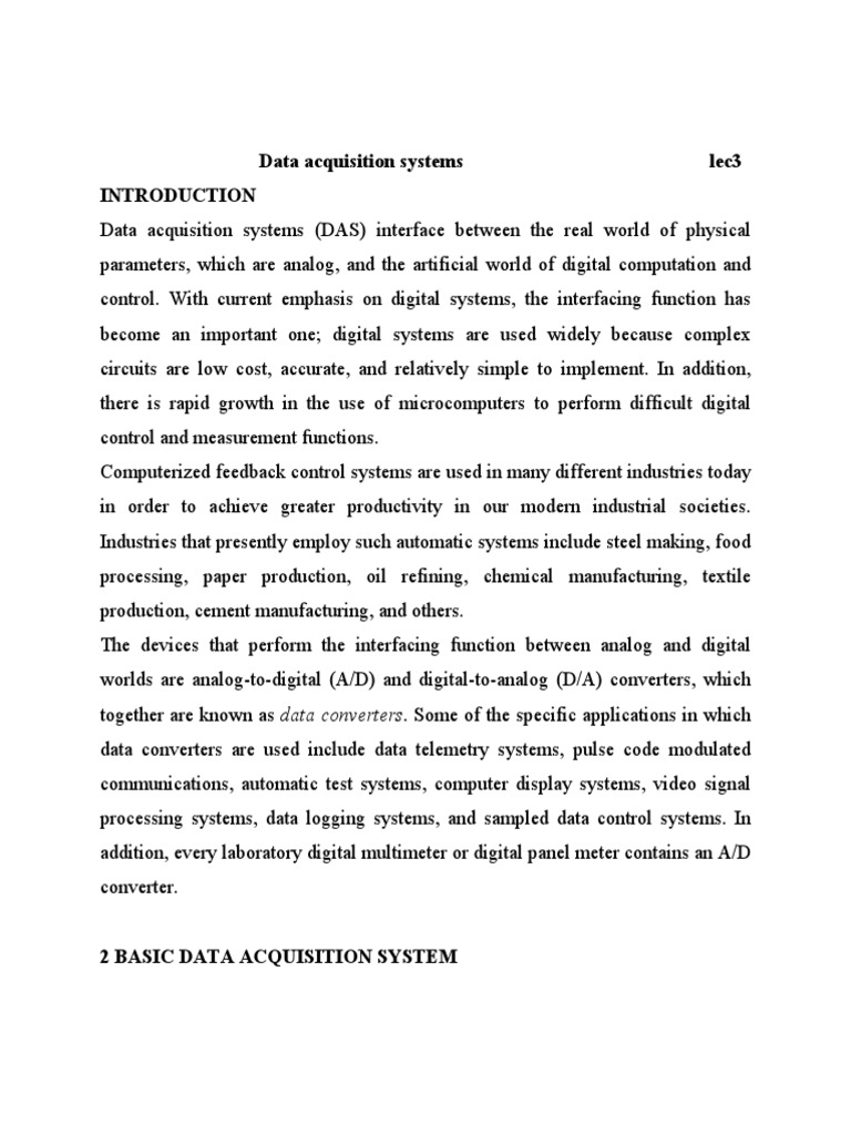 Lec 2 Data Acquisition Systems Pdf Digital To Analog Converter