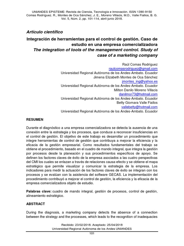 Mejora del Control de Gestión Empresarial | PDF | Gestión de la calidad ...