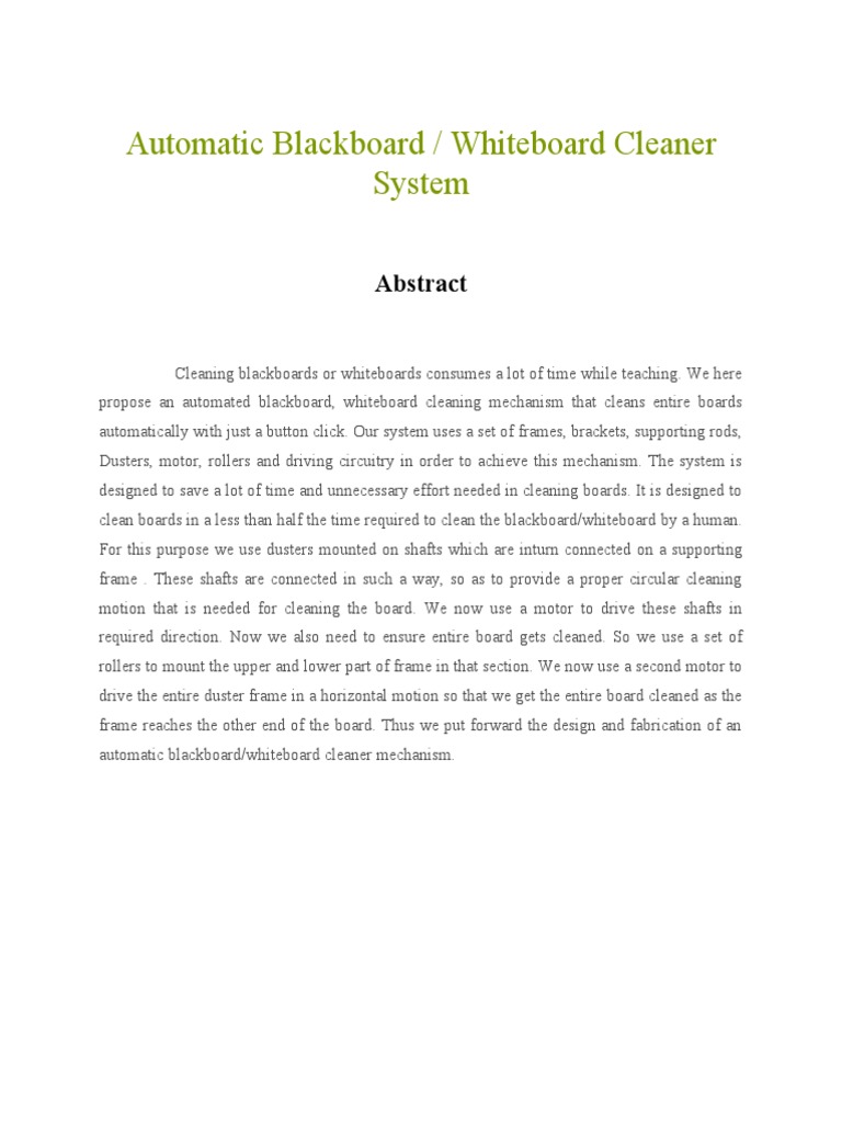 Automatic Blackboard Cleaner System PDF