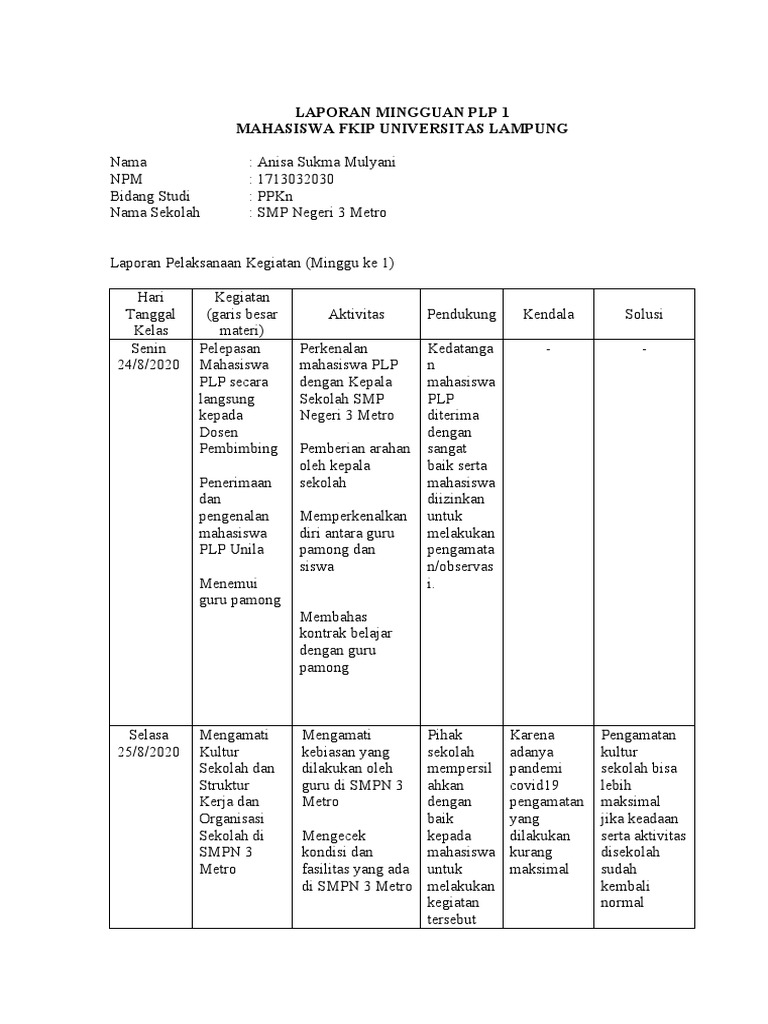 Laporan Minggu Ke-1 | PDF