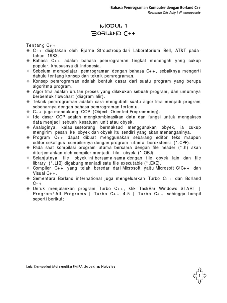 Belajar C++ dengan Borland | PDF