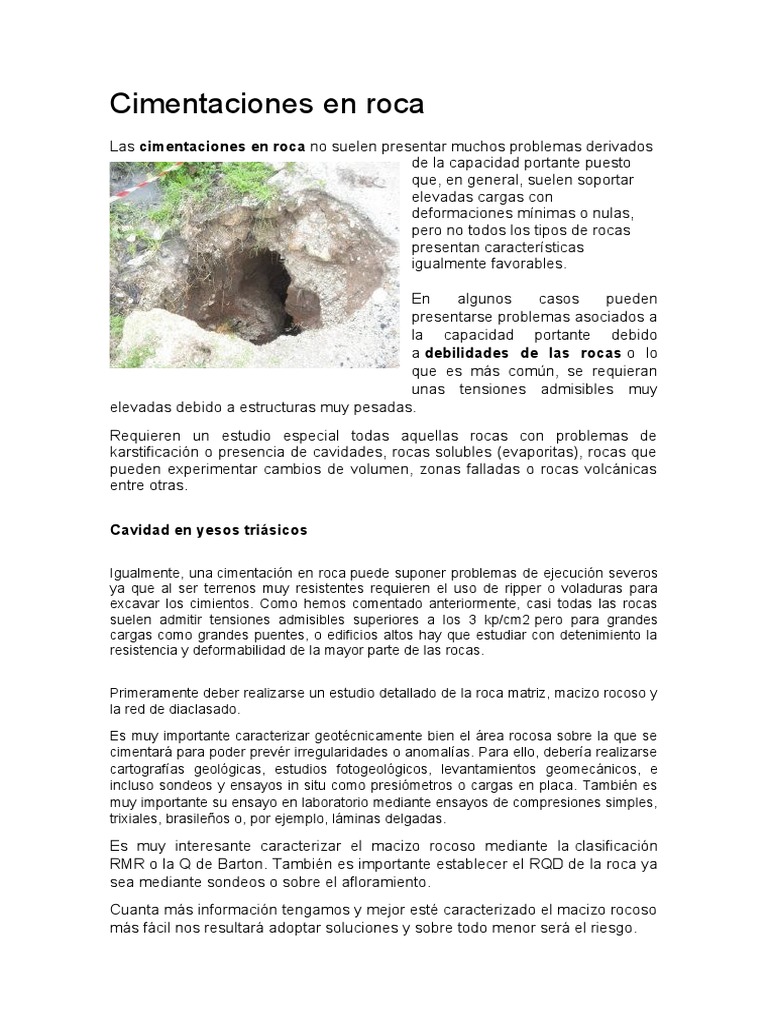 Cimentaciones en Roca: Desafíos y Estudios | PDF | Fundación ...