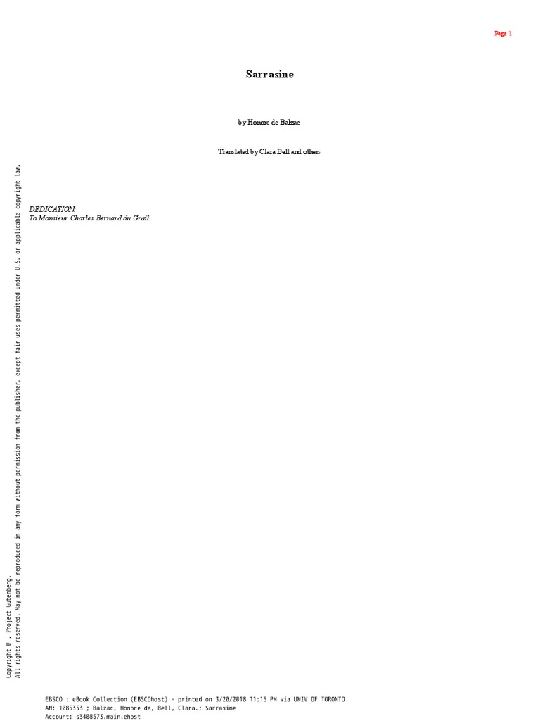 Sarrasine by Honore de Balzac PDF
