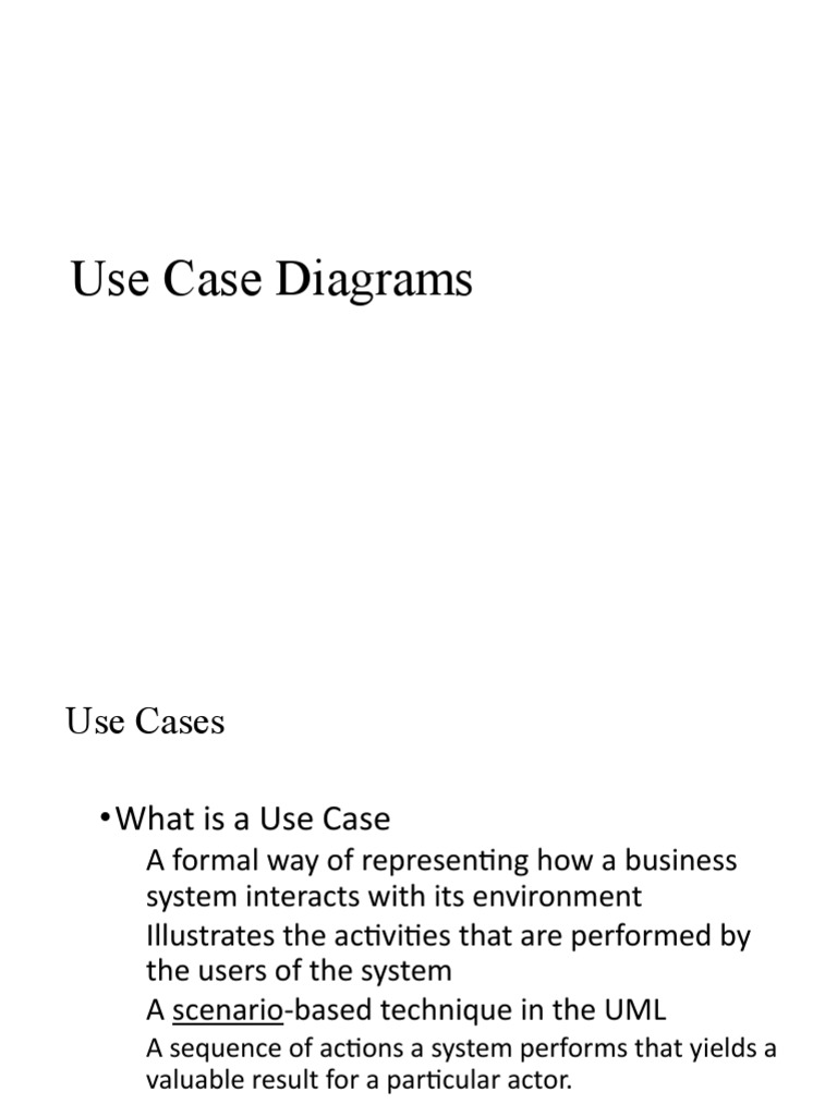 Use Case Diagrams Slide 1 PDF Use Case System