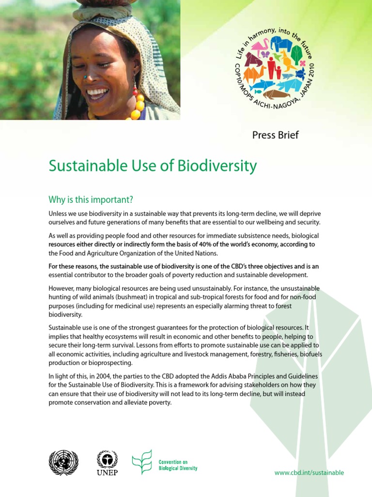 Sustainable Use of Biodiversity: Press Brief | PDF | Sustainability ...