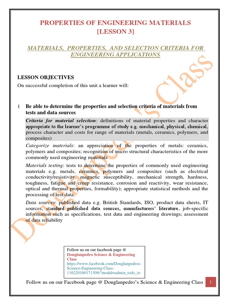 Engineering Materials Properties Guide | PDF | Capacitor | Ductility