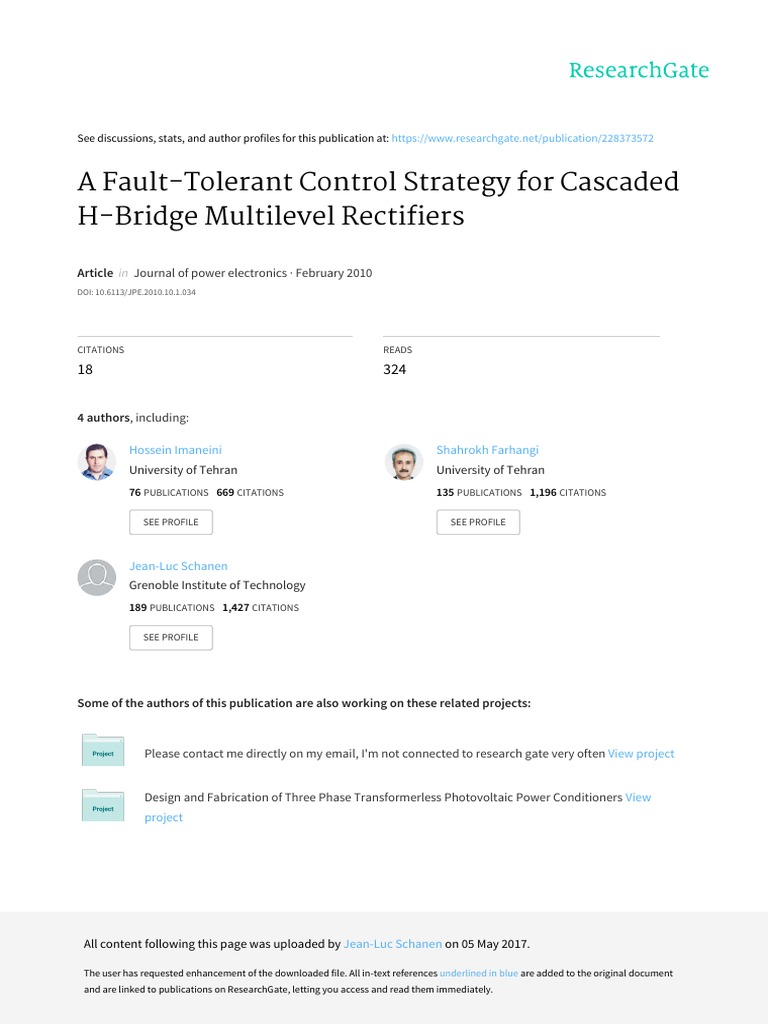 Fault-Tolerant Control for H-Bridge Rectifiers | PDF | Fault Tolerance ...