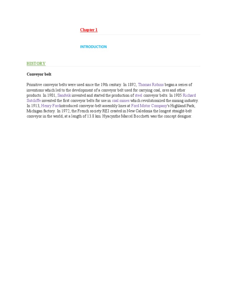 History Conveyor Belt PDF Rectifier Infrared