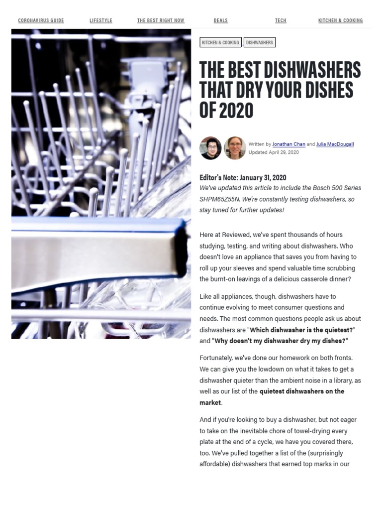 Best Dishwashers That Dry Your Dishes 2020 Reviewed PDF Dishwasher